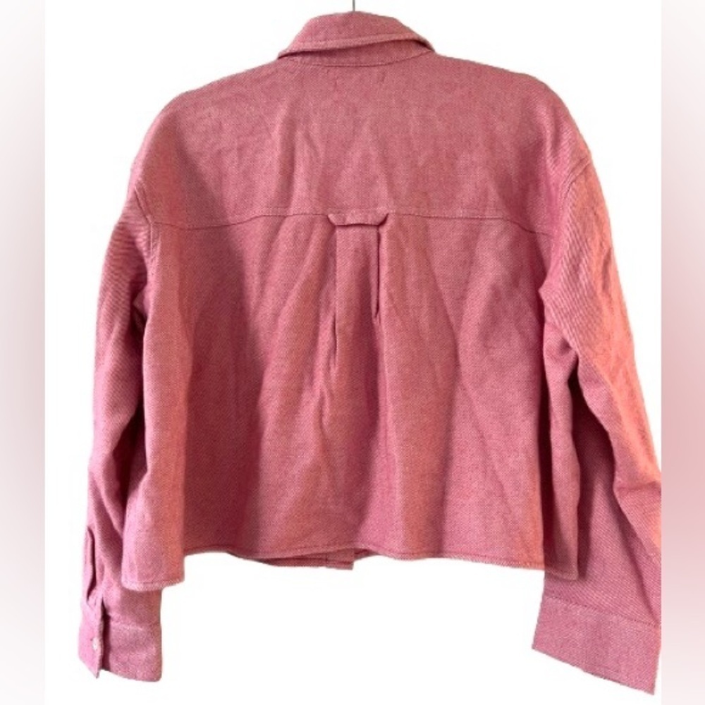 Madewell Flannel Cargo Button-Up Shirt in Nouveau Pink Melange. Size M - Picture 5 of 8